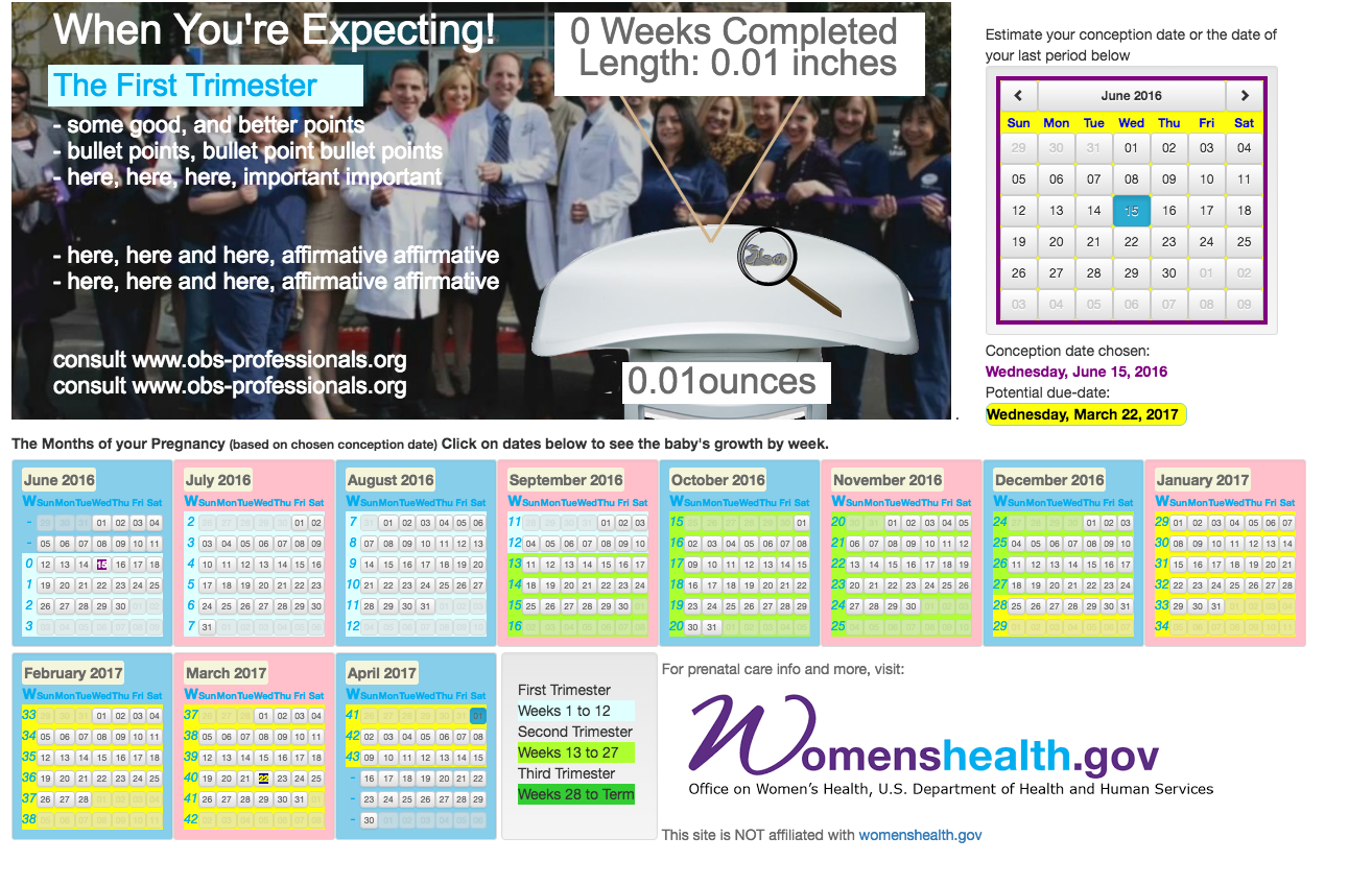 A Pregnancy Calendar screenshot